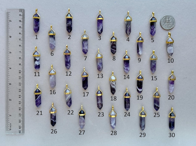 Natural Amethyst Gold Necklace, Amethyst Pendant, Long Necklace, Healing Crystal Necklace, Gift for Women and Man, Purple Stone Jewelry image 6