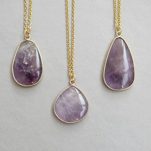 Purple Amethyst Necklace Amethyst Crystal Jewelry For Mom February Birthstone Necklace Gold Heal Crystal Pendant Gemstone Boho Necklace Gift