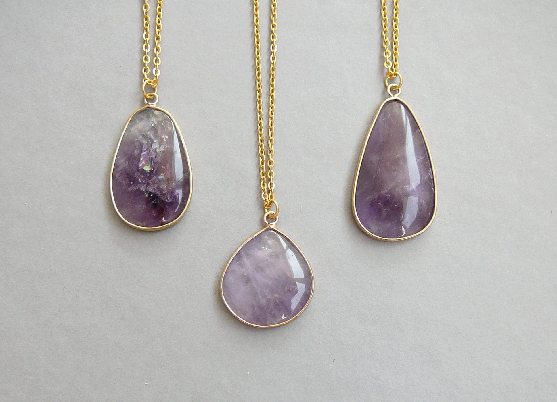 Purple Amethyst Necklace Amethyst Crystal Jewelry For Mom February Birthstone Necklace Gold Heal Crystal Pendant Gemstone Boho Necklace Gift