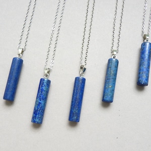 Lange Lapislazuli Halskette, Herren Damen Lapis Lazuli Halskette, Silber Lapis Lazuli Anhänger, Dezember Birthstone Geschenk für Männer, Blaue Halskette