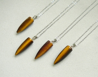 Tiger Eye Necklace, Mens Womens Tigers Eye Pendant Necklace, Natural Tiger Eye Jewelry, Tiger Eye Stone Necklaces, Birthday Gift for Men