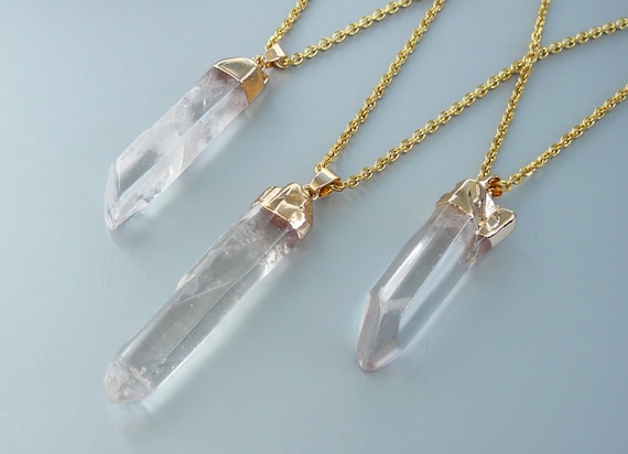 Golden Citrine Crystal Generator Point Pendant Necklace Luna Tide