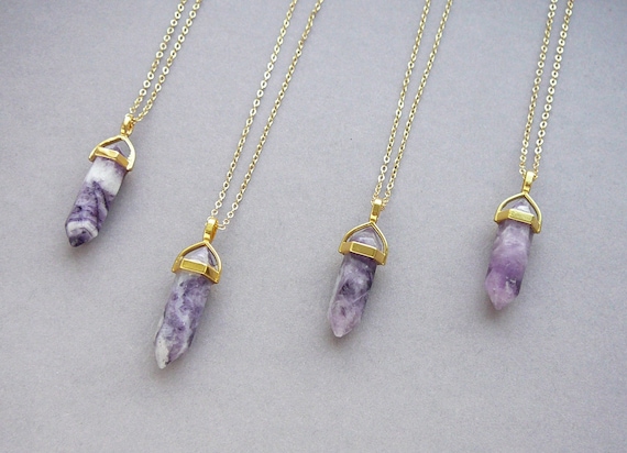 Charoite Necklace, Charoite Crystal Point Pendant, Women Gemstone Necklaces, Purple Gold Necklace, Healing Gemstone Necklace, Stone Jewelry