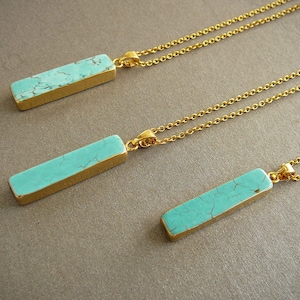 Turquoise Pendant Necklace, Blue Necklace, Long Necklace, Gemstone Necklace, Girlfriend gift, Stone Pendant, Howlite Necklace for women