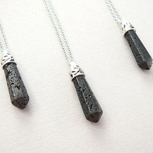 Black Lava Necklace Mens Lava Rock Necklace Volcanic Lava Bullet Pendant for Mens Black Necklaces Black Lava Jewelry Lava Stones Necklace