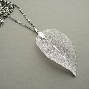 Silver Leaf Necklace Silver Plated Real Leaf Pendant for Women Organic Leaf Jewelry for Womens Gift Silver Dipped Leaf Necklaces for Girl