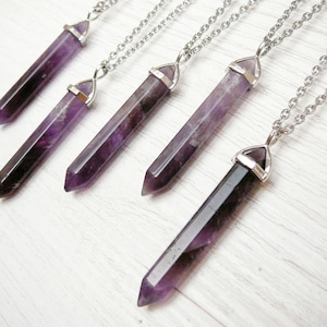 Amethyst Necklace Genuine Amethyst pendant Long Necklace Healing Crystal Necklace for women yoga Necklace Purple Pendant Amethyst Stone