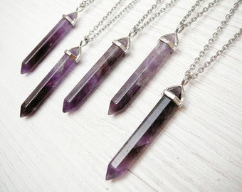 Amethyst Ketting Echte Amethyst hanger Lange ketting Healing Crystal Ketting voor vrouwen yoga Ketting Paarse Hanger Amethyst Stone