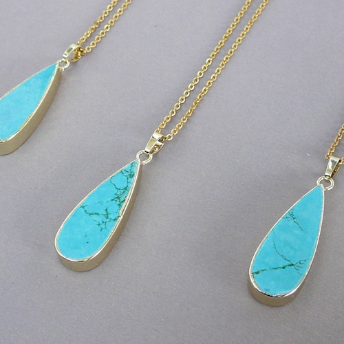 Turquoise Pendant Necklace Blue Necklace Gift for Women - Etsy