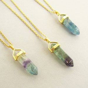 Fluorite Necklace Natural Fluorite Pendant Necklace Women Healing Crystal Gemstone Necklace Gold Fluorite Necklace Energy Crystals Jewelry