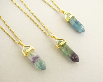 Fluorite Necklace Natural Fluorite Pendant Necklace Women Healing Crystal Gemstone Necklace Gold Fluorite Necklace Energy Crystals Jewelry