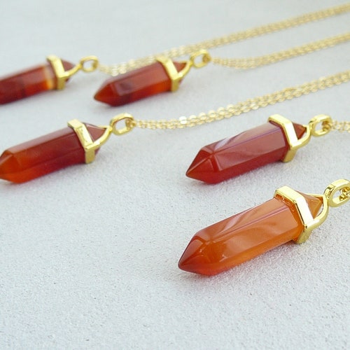 Carnelian Crystal Necklace Genuine 