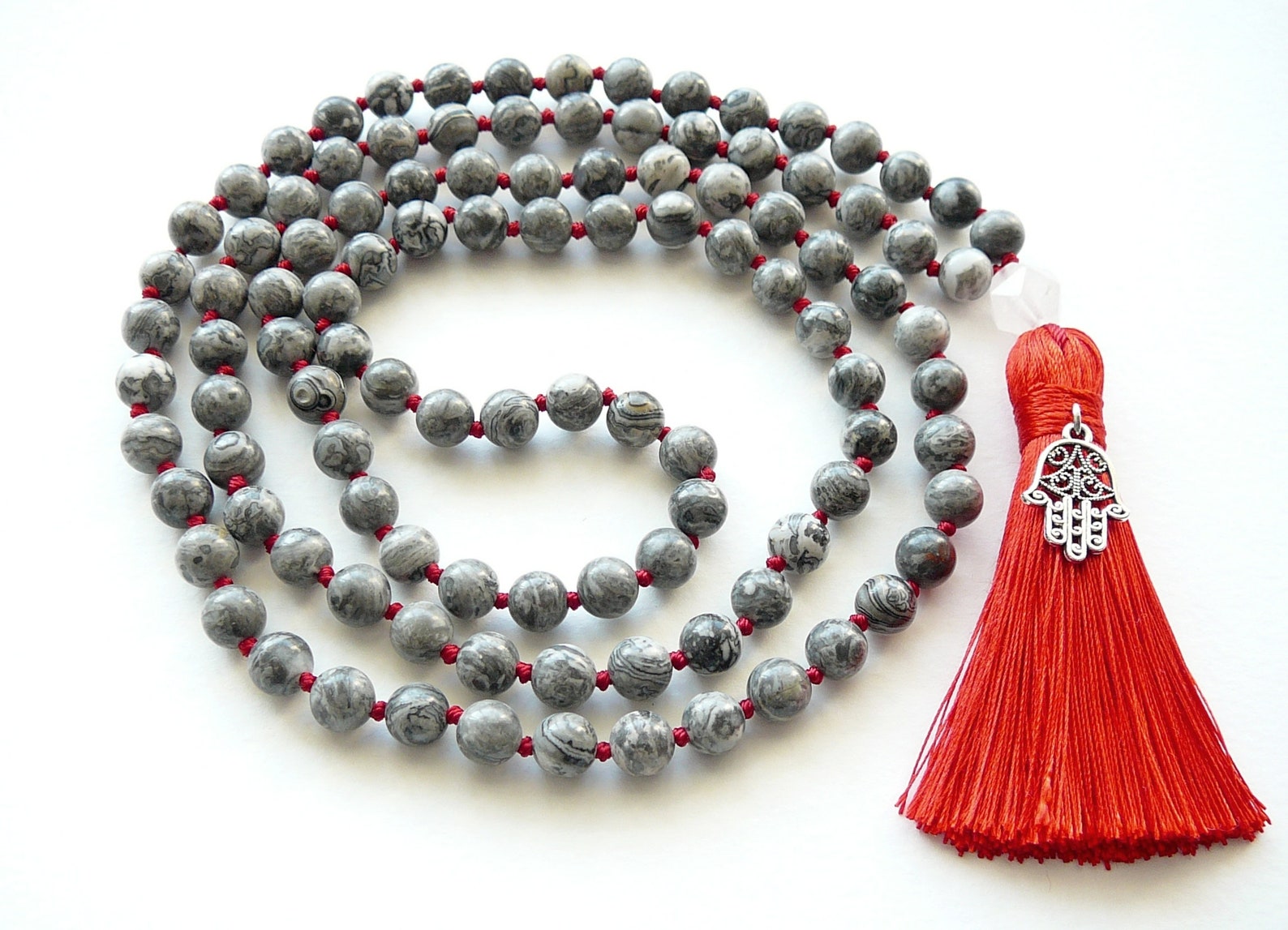 Mala Necklaces 108 Mala Beads Hand Knotted Long Necklace Etsy