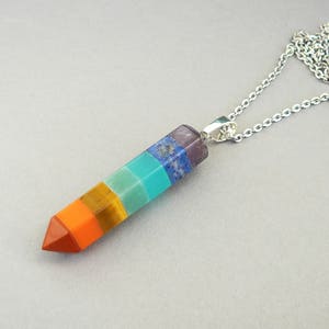 Chackras necklace 7 chackra healing crystal necklace for women rainbow pendant balance necklace Gemstone Chackra beads Yoga necklace gift
