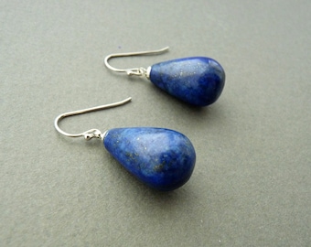 Orecchini in argento con lapislazzuli, orecchini con lapislazzuli a goccia blu, orecchini con lapislazzuli e pietre preziose blu, orecchini in argento blu, gioielli con lapislazzuli