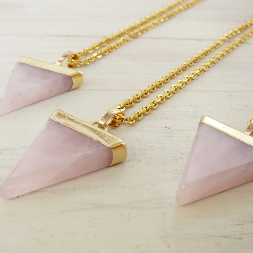 Rose Quartz Point Necklace Rose Quartz 