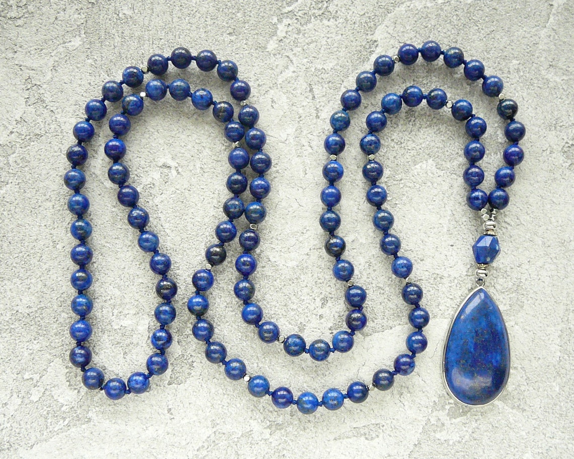 Lapis Lazuli Necklace Lapis Lazuli Mala Necklace Blue Bead | Etsy