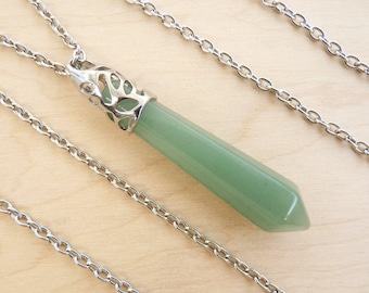 Green Aventurine Necklace Natural Aventurine pendant Long Necklace Healing Crystal Necklace for women Necklace Gemstone Necklace Green Stone