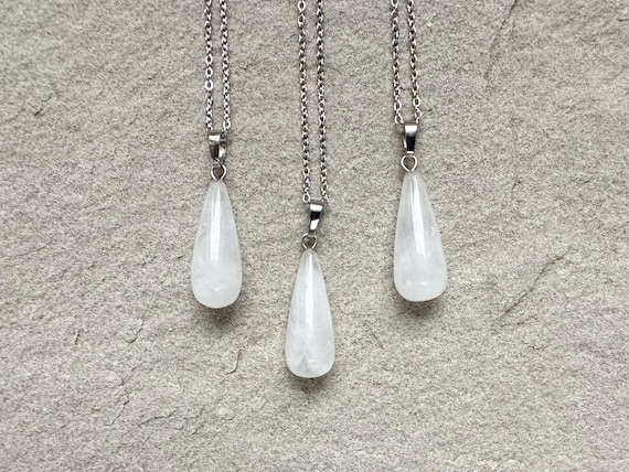 Teardrop Clear Quartz Chain Clear Quartz Teardrop Necklace
