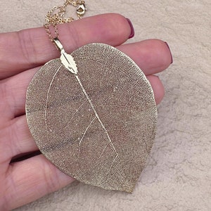 Leaf Necklace, Real Leaf Necklace, Gold Leaf,  Natural Leaf Jewelry, Gift for Women, Gold Plated Long Leaf Necklaces, Gold Dipped Leaf