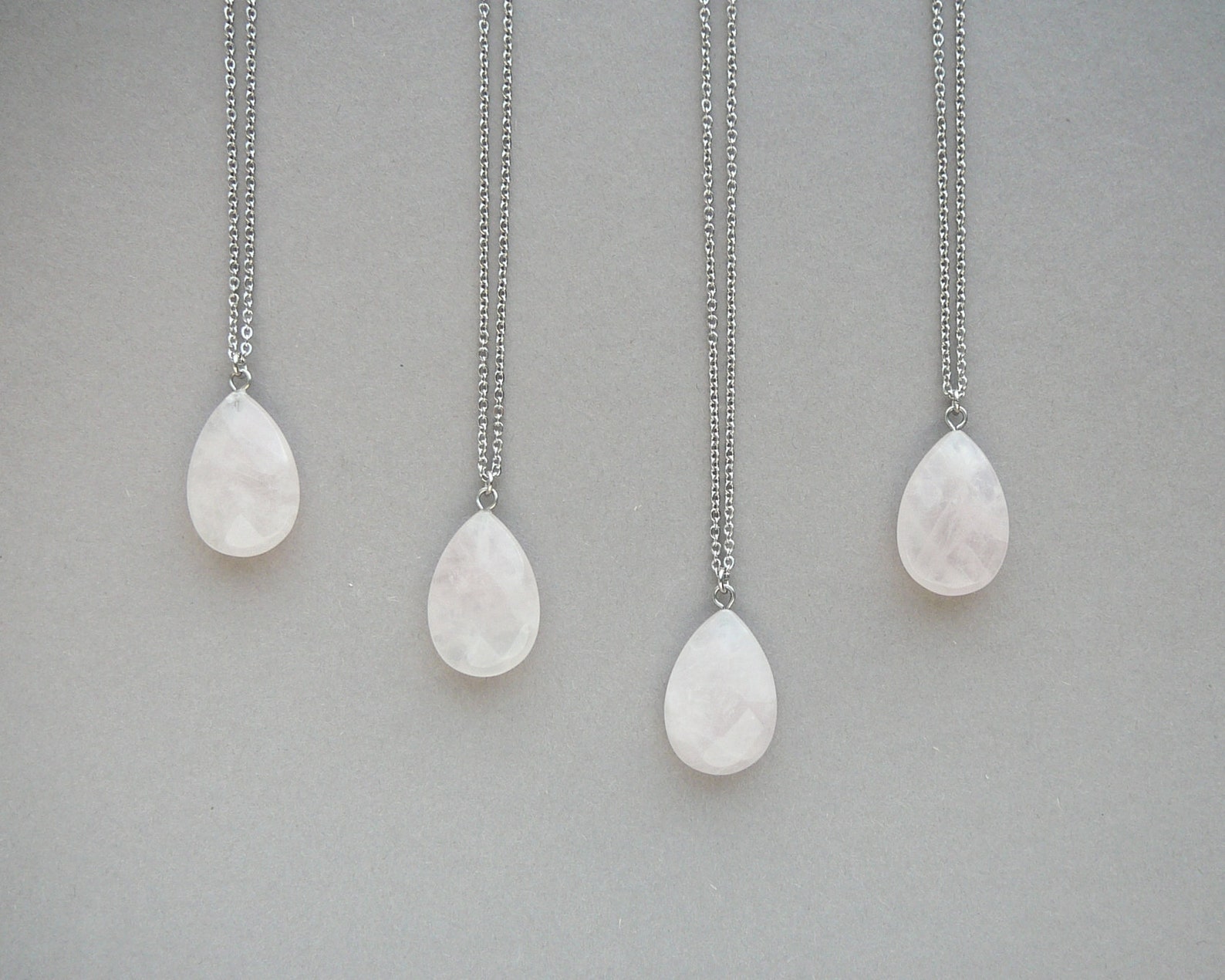 Rose Quartz Crystal Necklace Drop Rose Quartz Pendant Natural Etsy