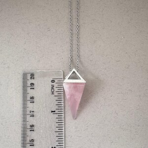 Pyramid Quartz Crystal Necklace Rose Quartz Pendant Everyday Necklace Rose Quartz Stone Pendant for Women Gemstone Necklace Girlfriend gift image 6