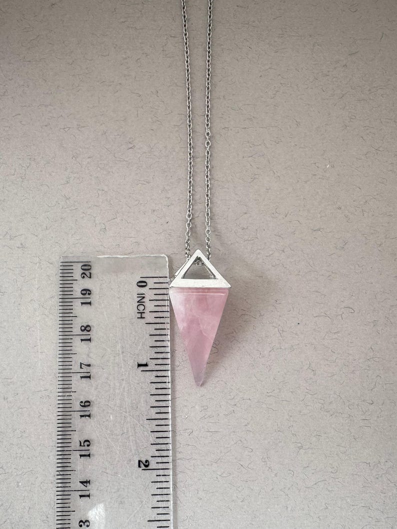 Pyramid Quartz Crystal Necklace Rose Quartz Pendant Everyday Necklace Rose Quartz Stone Pendant for Women Gemstone Necklace Girlfriend gift image 6