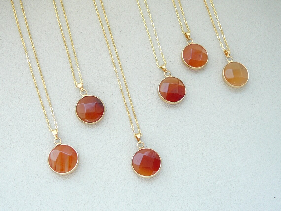 Carnelian Necklace Gold Carnelian Pendant Real Carnelian Etsy