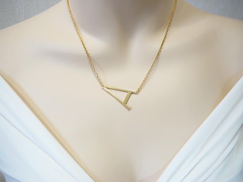 Big Initial Necklace Gold Plated For Women Large Jewelry Personalized Letter Pendant Gift