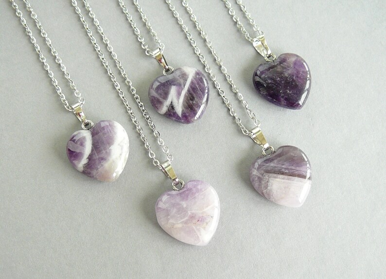 Amethyst Heart Necklace Natural Amethyst Pendant Healing Crystal Necklaces for women Purple Crystal Jewelry Amethyst Stone Chakra Necklace