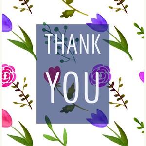 Thank You Postcard -Floral, Pretty, Purple, Pink, Light Colors- Download and Print