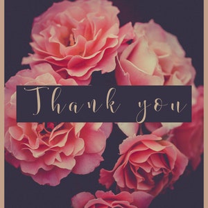 Thank You Postcard - Floral, Pretty, Dark Colors - Digital Download