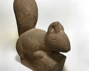 American Henry Schoenbauer Carved Stone Squirrel Sculpture