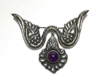 Vintage Marked Sterling Silver Mexican Brooch