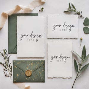 Mockup di Wedding Suite per inviti, RSVP e biglietti Save the Date, mockup di inviti di nozze in carta fatti a mano, mockup di cancelleria