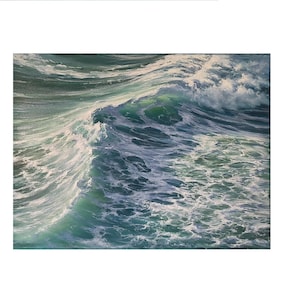 Ocean Wave Seascape Painting – Realistic Marine Oil Art for Beach Home Decor