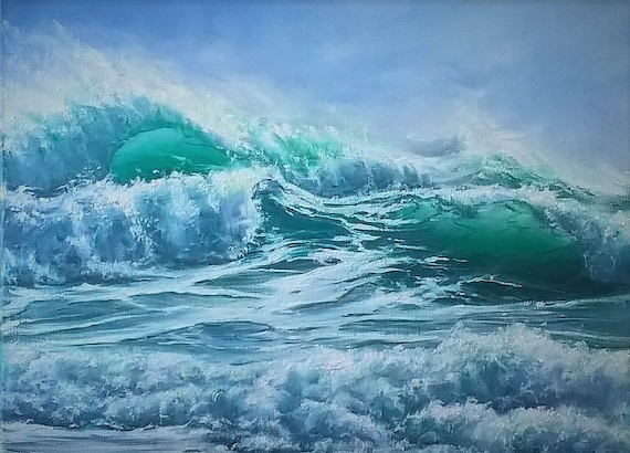 Hurricane seascape painting ocean Realistic Ocean Oil Painting