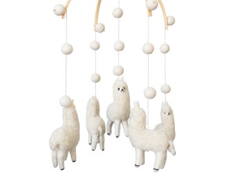 Llama mobile ,Llama, Llama nursery decor, White llama ,Boho nursery, Felt ,Wool, Nursery , Baby mobile - Boho - Alpaca - white llama mobile