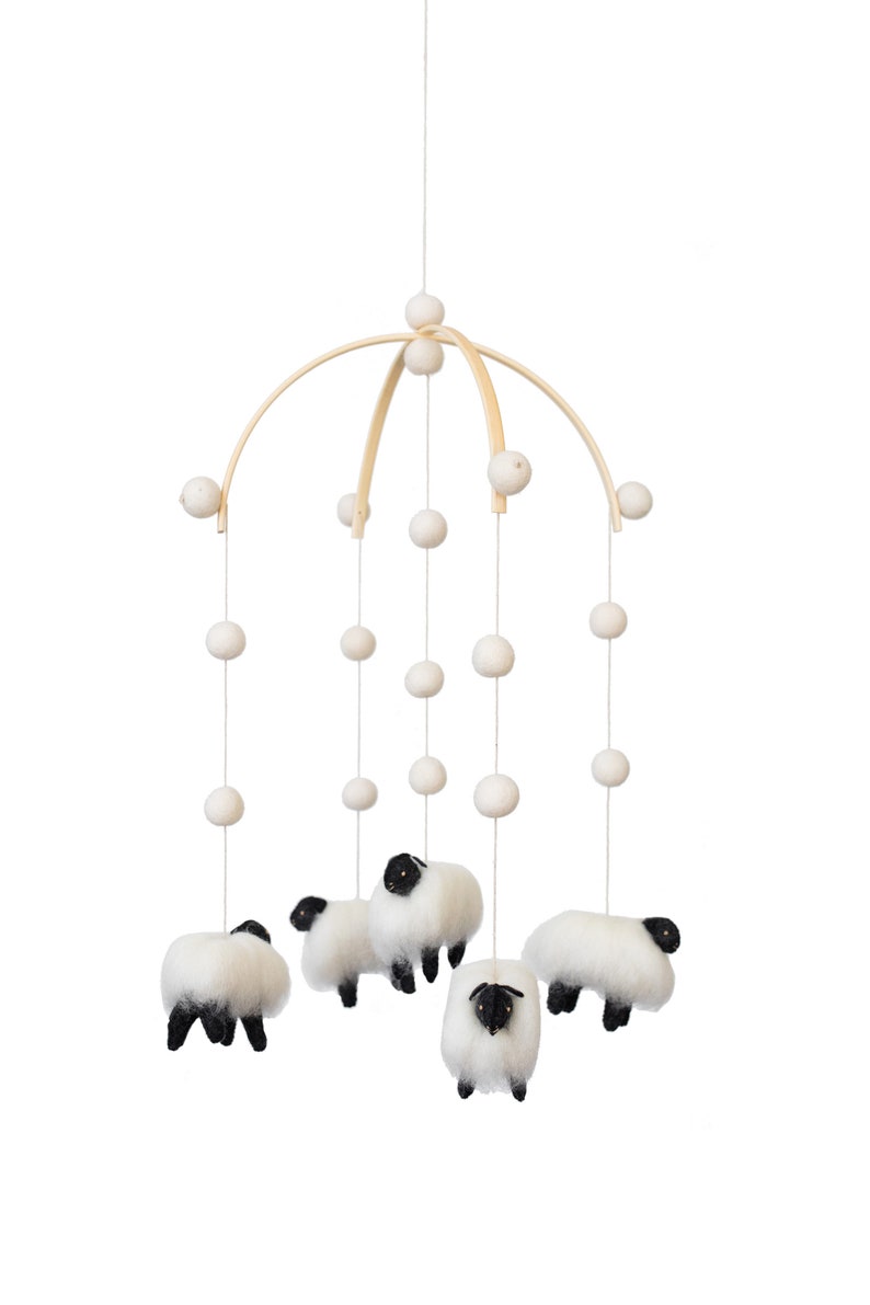 Sheep mobile Black sheep-Black sheep mobile-Nursery decor Baby mobile Lamb mobile Sheep mobile Scandinavian nursery farm image 1