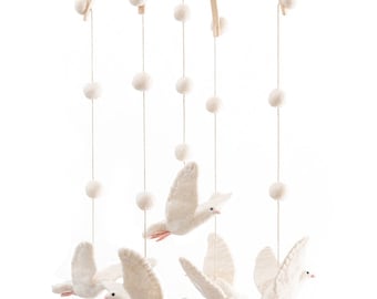 Dove- Bird - Felt - Baby mobile - Baby shower - Nursery decor