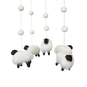 Sheep mobile Black sheep-Black sheep mobile-Nursery decor Baby mobile Lamb mobile Sheep mobile Scandinavian nursery farm image 2