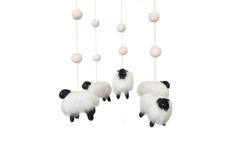 Sheep mobile Black sheep-Black sheep mobile-Nursery decor Baby mobile Lamb mobile Sheep mobile Scandinavian nursery farm image 2