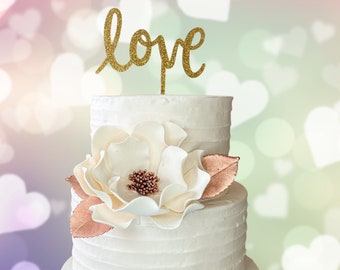 Extra Large Rose Gold Gumpaste Open Rose - Valentine's Day Cake Topper - READY TO SHIP