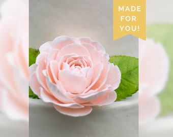 Blush Pink Garden Rose Rose Sugar Flower Wedding Cake Topper