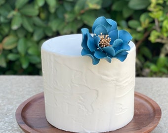 Teal and Gold Open Rose Sugar Flower - Gift for Mom - Mother's Day Cake Topper