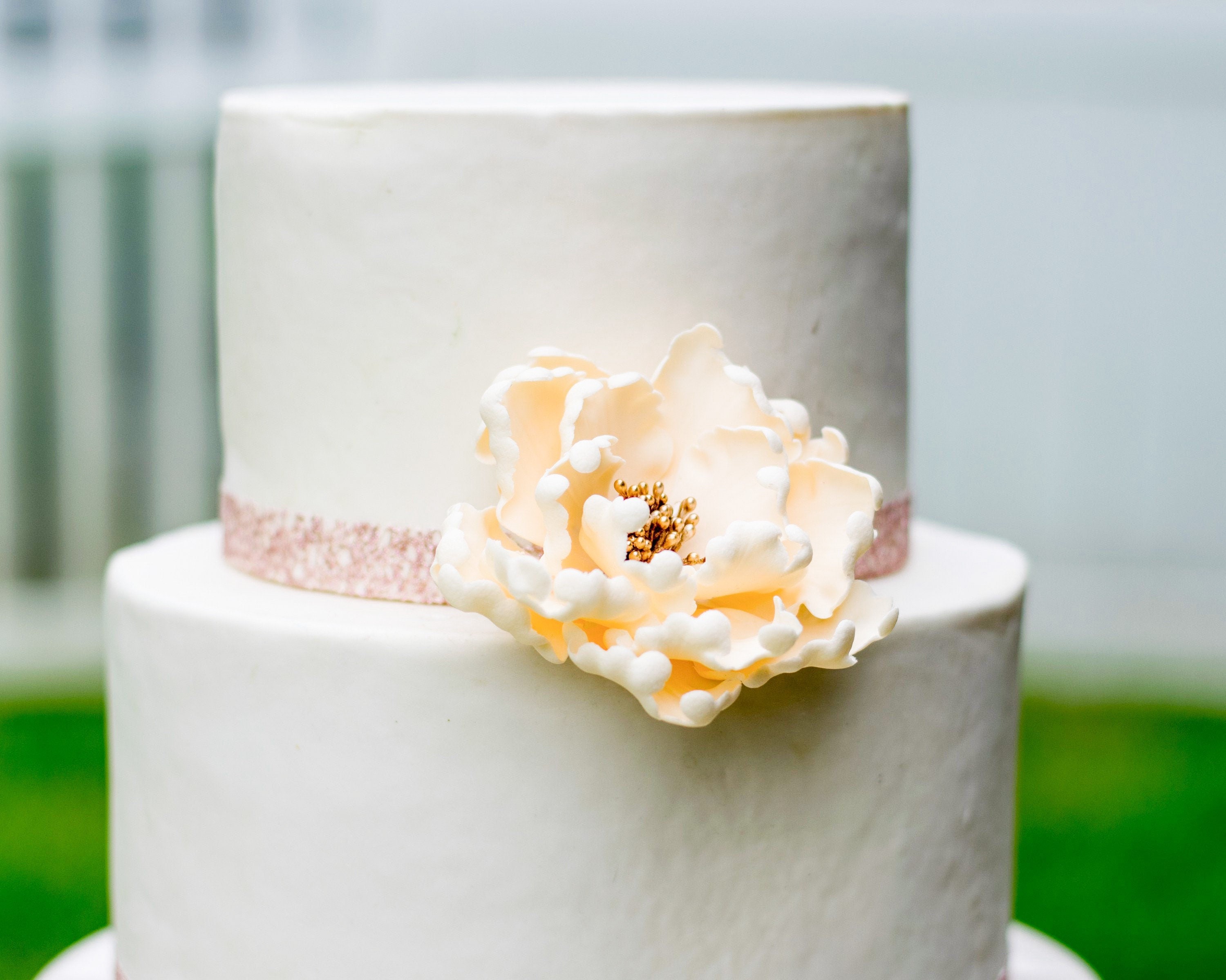 Ivory And Gold Peony Sugar Flower Unique Wedding Cake Topper Gumpaste Flowers Cream Peonies Modern Wedding Decor