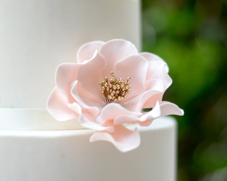 Blush and Gold Open Rose Sugar Flower READY TO SHIP for Etsy