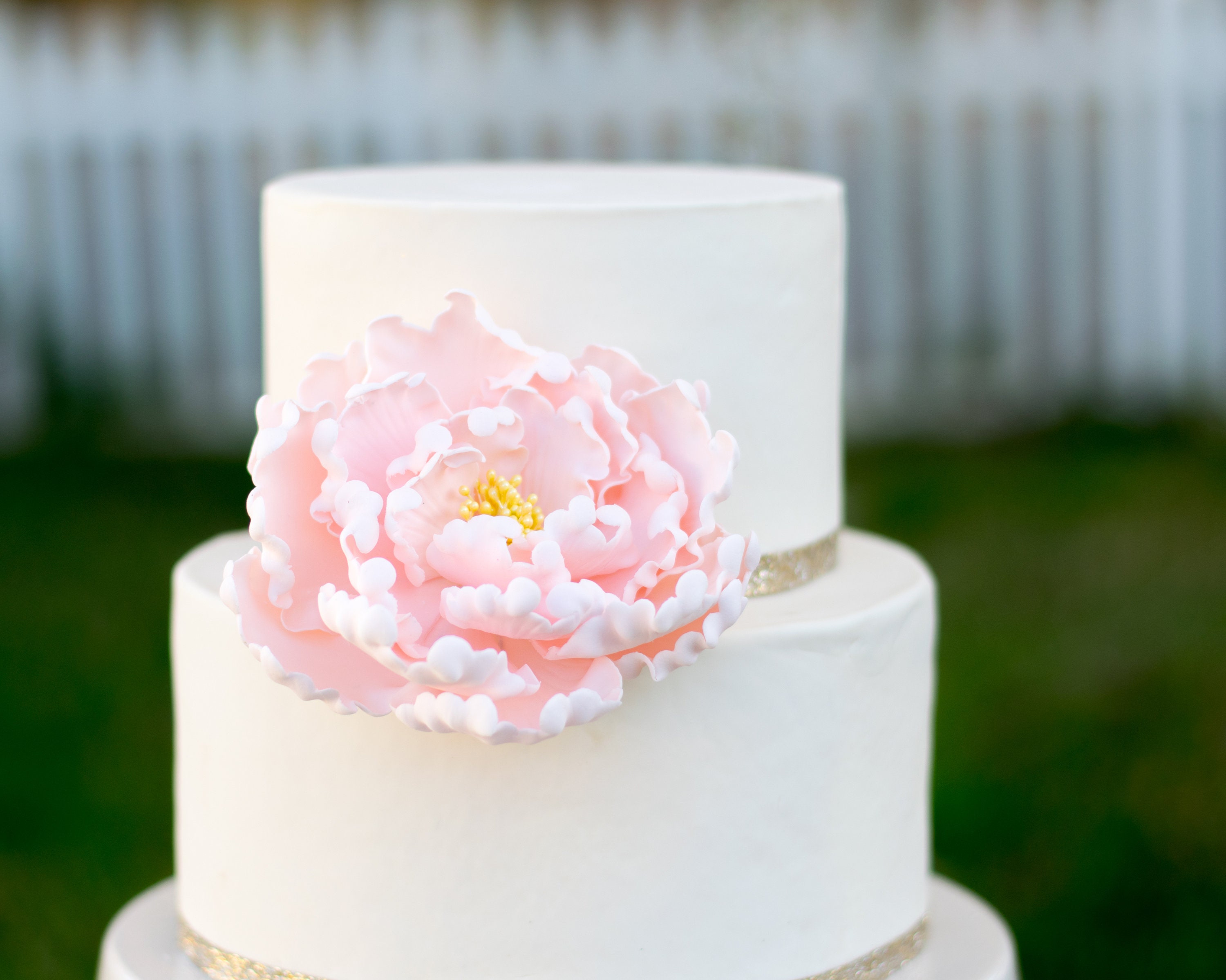 Blush Peony Sugar Flower with Yellow Stamens Cake Topper Etsy