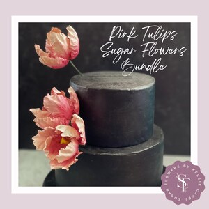 Pink Parrot Tulip Sugar Flower Bundle - Luxury Garden Inspired Wedding Cake Topper