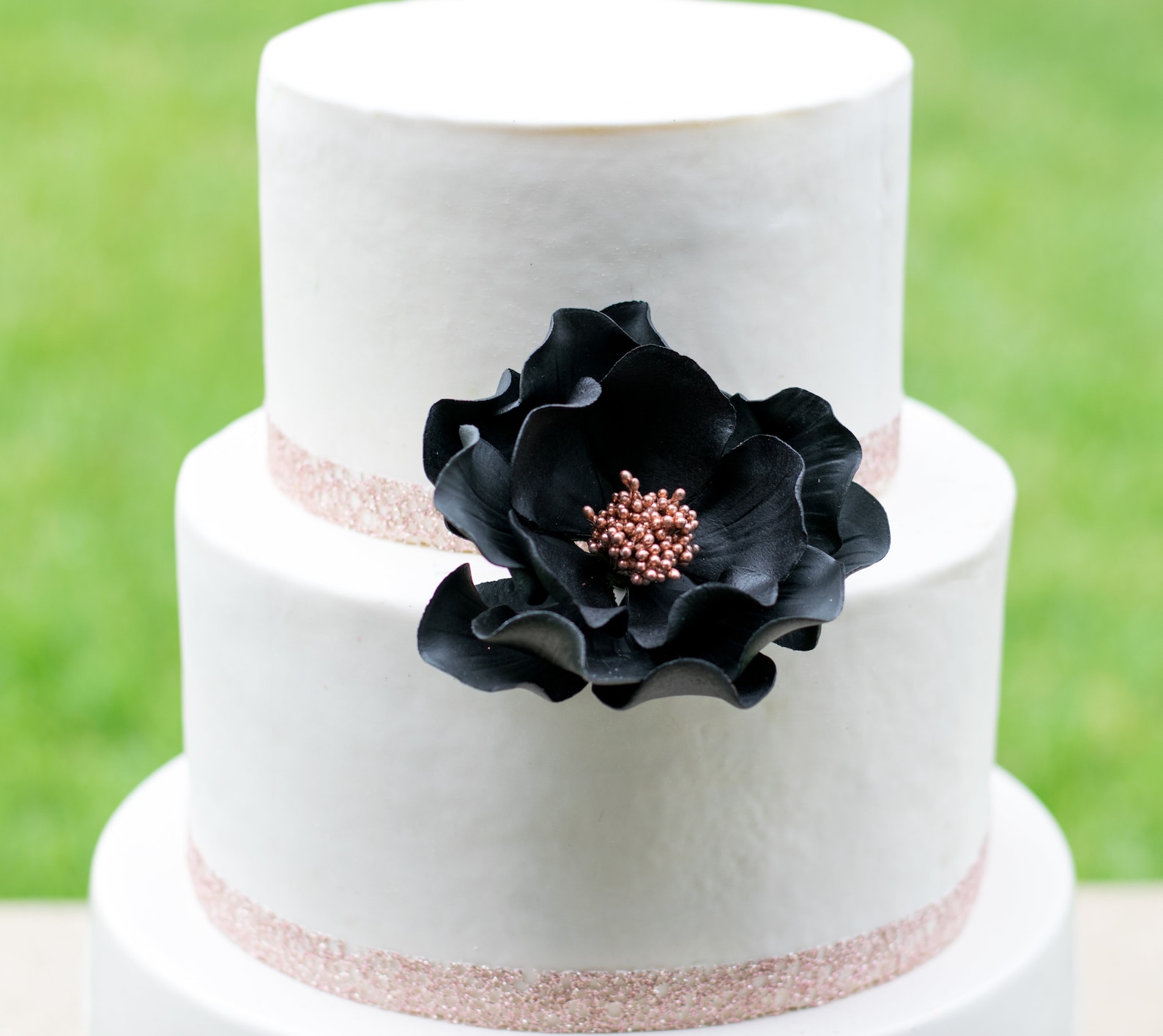 rose gold and black banner cake topper